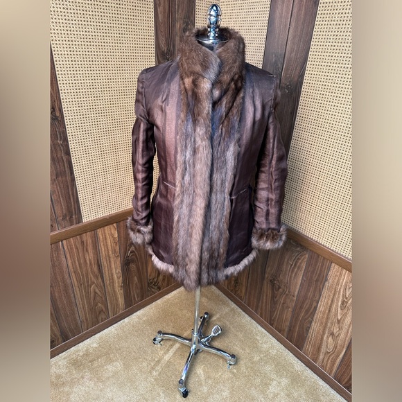 AMAZING DENNIS BASSO DESIGNER SILVERY BROWN RUSSIAN SABLE FUR COAT JACKET SMALL - Picture 6 of 11